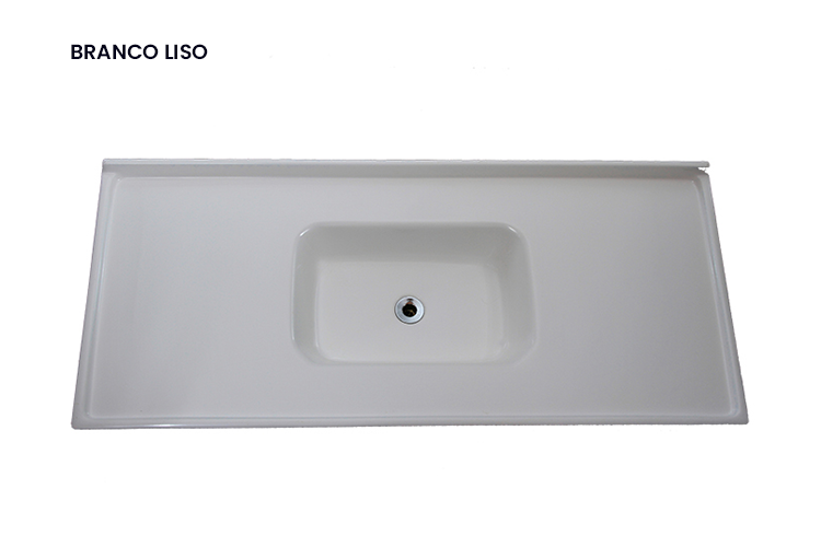 Pia de Mármore Sintético Modelo Antigo - Branco Liso - 1,20x0,55 GB