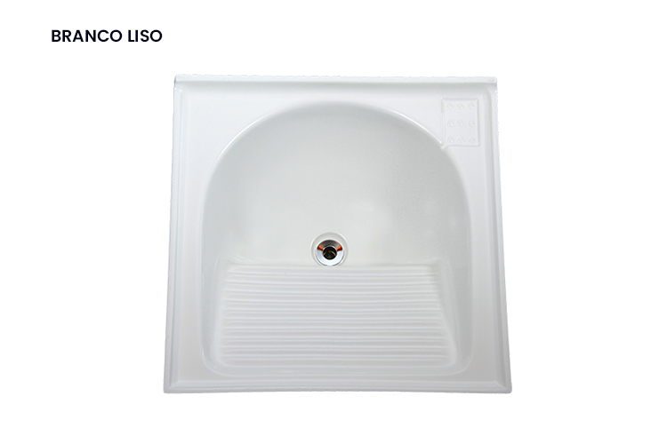 Tanque em Mármore Sintético Simples - Branco Liso - 0,60x0,60