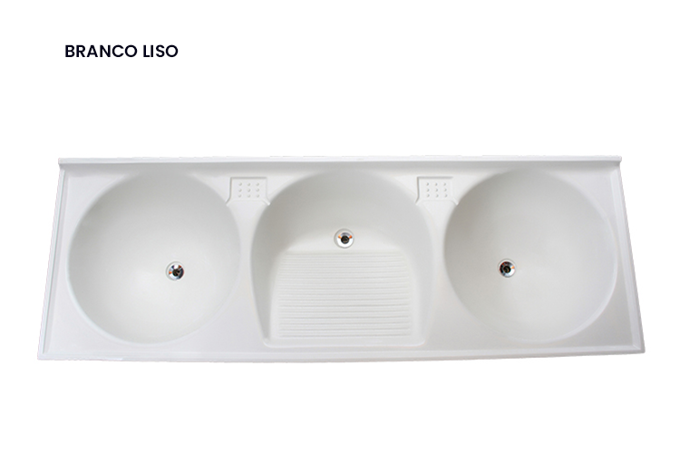 Tanque de Mármore Sintético - Branco Liso - 1,78x0,62