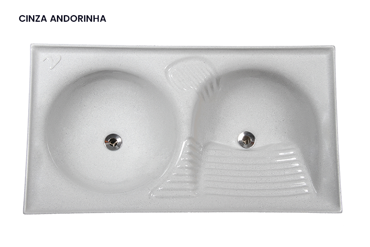 Tanque de Mármore Sintético Duplo - Cinza Andorinha - 0,90;1,00;1,10