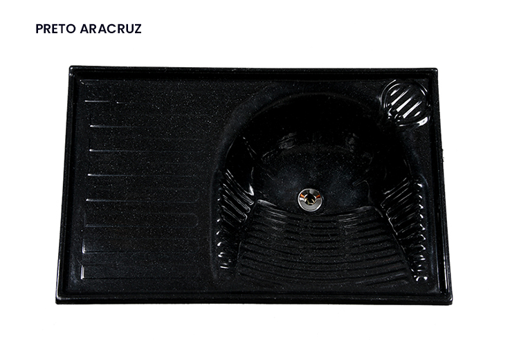 Tanque em Mármore Sintético Simples - Preto Aracruz - 0,85x0,55